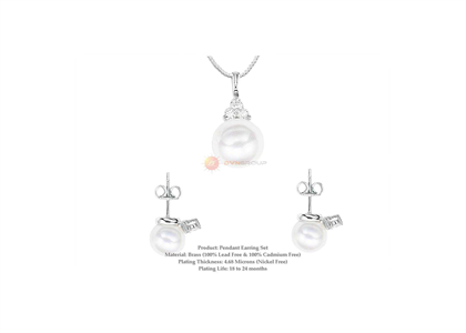 White Gold Plated | CZ Studded Pendant Sets